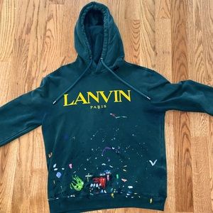 Green Lanvin Hoodie Yellow Lettering